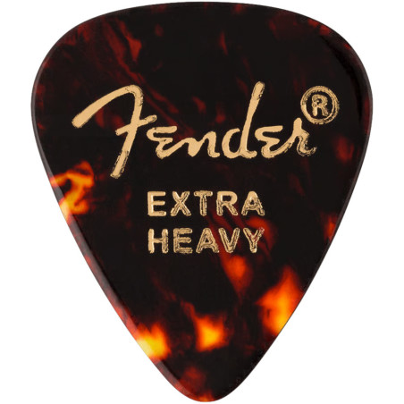 Fender Palhetas Clássicas Celulóide, Formato 351, Tartaruga, Extra Gro
