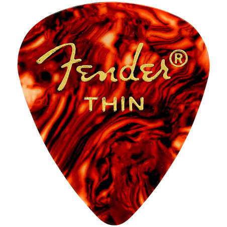 Fender Palhetas Clássicas Celulóide, Formato 351, Tartaruga, Finas, 12