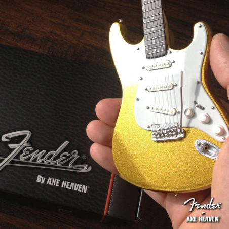Axe Heaven Guitarra em Miniatura - Fender Metallic Gold Strat