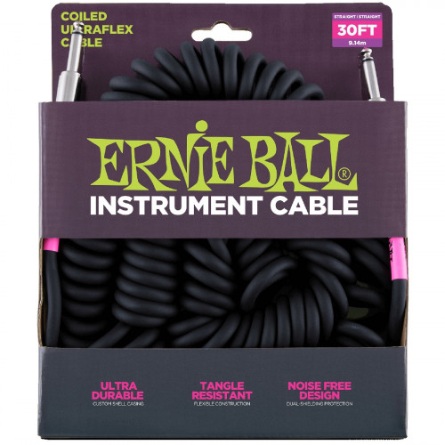 Ernie Ball Cabo Instrumento Enrolado 9m - Preto