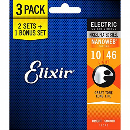 Elixir 010-46 Nanoweb Bonus Pack (3 sets)