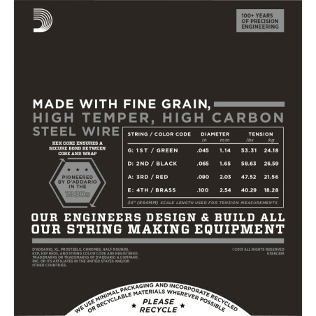 D'Addario Electric Bass Strings ECB81 Regular Light Long Scale