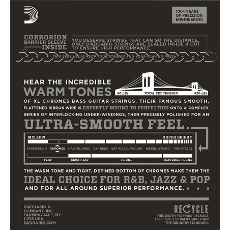 D'Addario Electric Bass Strings ECB81 Regular Light Long Scale