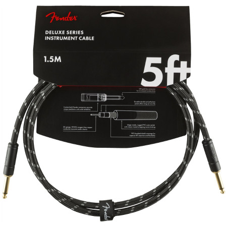 Fender Deluxe Series Instrument Cable 5', Black Tweed