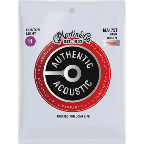 Martin Authentic Acoustic Lifespan 2.0 Strings - 80/20 Bronze Custom Light