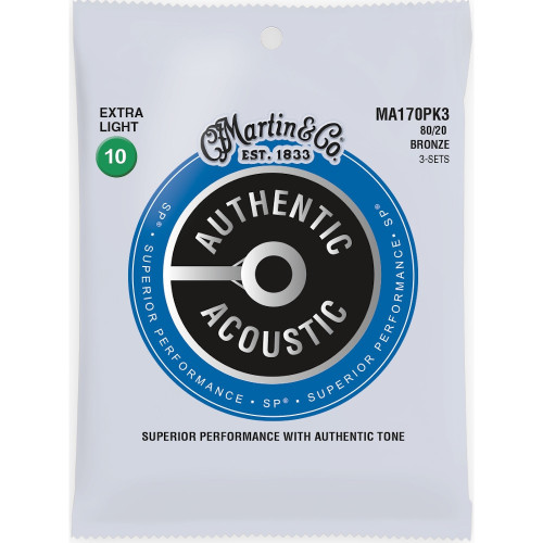 Martin Authentic Acoustic 80/20 Bronze Strings 10-47 3-Pack