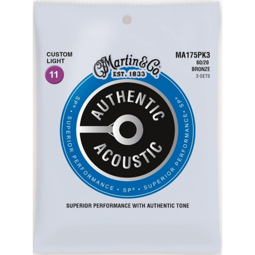 Martin Authentic Acoustic 80/20 Bronze Strings 11-52 3-Pack