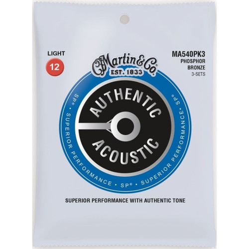 Martin Authentic Acoustic Phosphor Bronze Strings 12-54 3-Pack