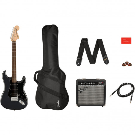 Squier Affinity Stratocaster HSS Pack, Charcoal, Gig Bag, 15G