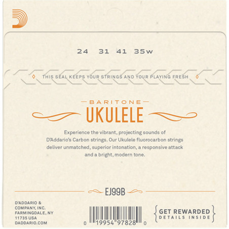 D'Addario EJ99B Pro-Arté Carbon Ukulele, Baritone