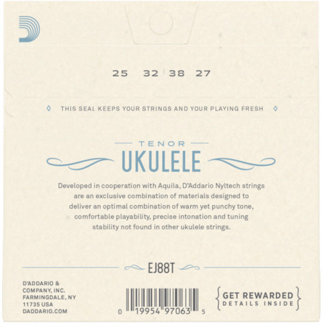 D'Addario EJ88T Nyltech Ukulele, Tenor
