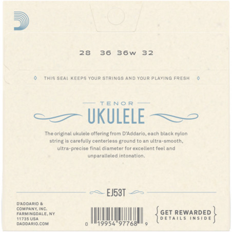 D’Addario EJ53T Pro-Arté Rectified Ukulele, Tenor