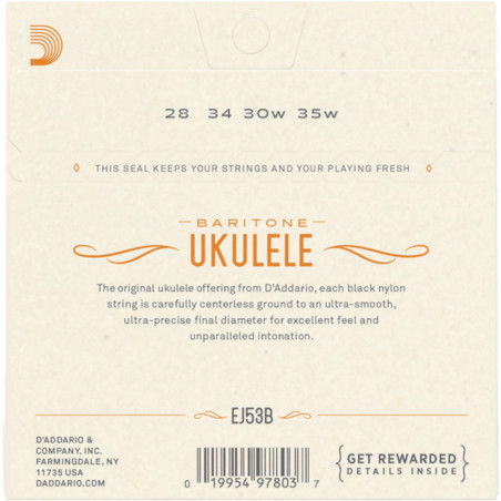 D’Addario EJ53B Pro-Arté Rectified Ukulele, Baritone
