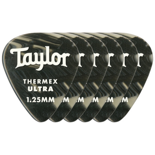 Taylor Premium 351 Thermex Guitar Picks, Black Onyx - 1.25mm, 6-Pack