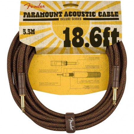 Fender Paramount 18.6' Acoustic Instrument Cable, Brown