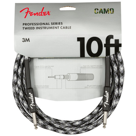 Fender Professional Series Instrument Cable 10', Winter Camo