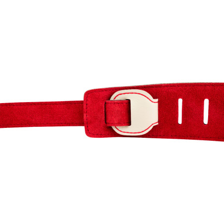 Fender John 5 Leather Strap, White/Red