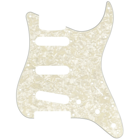 Fender Strat Pickguard S/S/S, 11-Hole, Aged White Pearl, 4-Ply