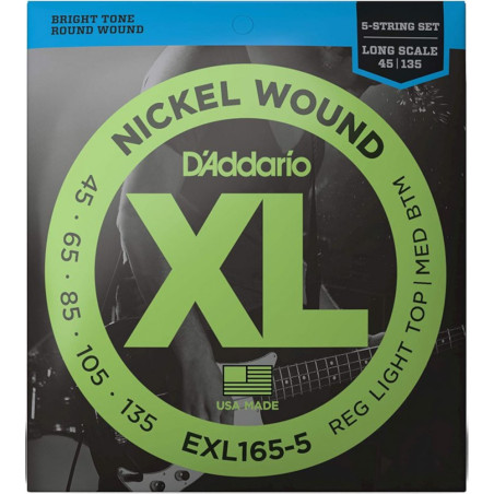 D’Addario Electric Bass Strings EXL165-5 5-string Long Scale