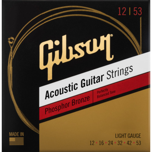 Gibson Gear 12-53 Phosphor Bronze Acoustic Guitar Strings, Light