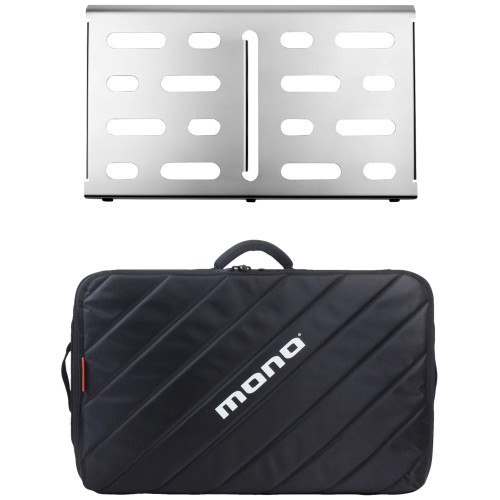 Mono Pedalboard Medium, Silver and Tour Accessory Case 2.0, Black