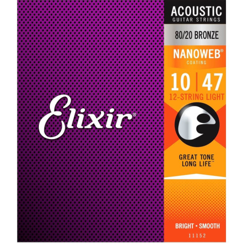 Elixir 010-047 80/20 Bronze Nanoweb Acoustic 12-String
