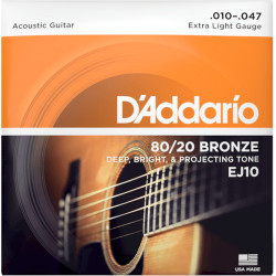 D'Addario EJ10 Extra Light Acoustic Guitar Strings 10-47