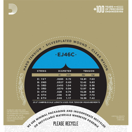 D'Addario EJ46C Pro-Arté Composite, Hard Tension