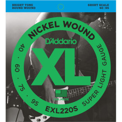 D'Addario EXL220S Short Scale Bass Strings, Super Light