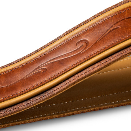 Taylor Spring Vine 2.5" Embroidered Leather Guitar Strap, Medium Brown