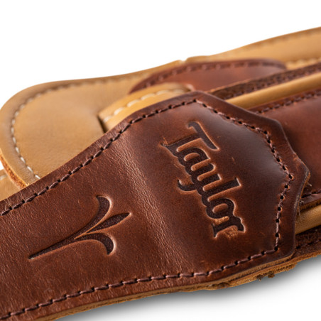 Taylor Spring Vine 2.5" Embroidered Leather Guitar Strap, Medium Brown
