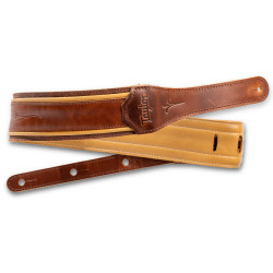 Taylor Spring Vine 2.5" Embroidered Leather Guitar Strap, Medium Brown