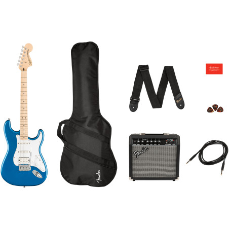 Squier Affinity Stratocaster HSS Pack, Lake Placid Blue, Gig Bag, 15G