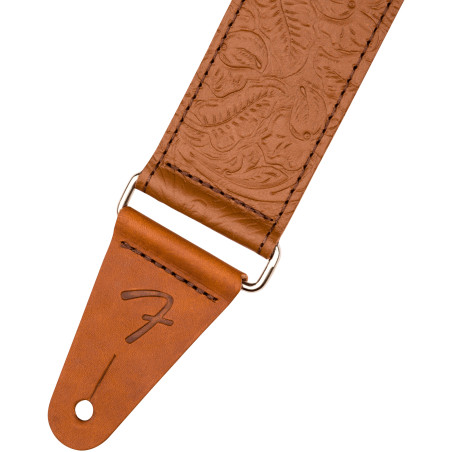 Fender Correia em couro trabalhado, Castanha, 5cm