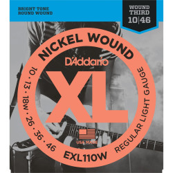 D'Addario Regular Light Wound 3rd Electric Guitar Strings 10-46