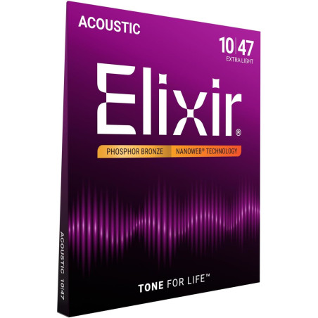 Elixir Acoustic Phosphor Bronze Strings NANOWEB 010-047