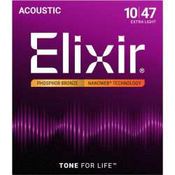 Elixir Acoustic Phosphor Bronze Strings NANOWEB 010-047