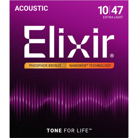 Elixir Acoustic Phosphor Bronze Strings NANOWEB 010-047