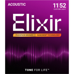 Elixir Phosphor Bronze Acoustic Strings NANOWEB 011-052