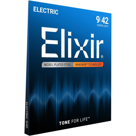 Elixir Electric Nickel Plated Steel Strings NANOWEB 009-042