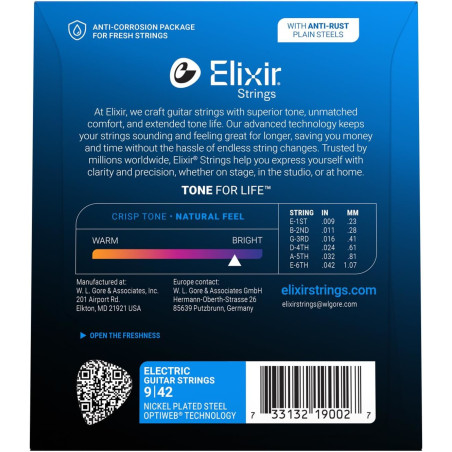 Elixir Electric Nickel Plated Steel Strings OPTIWEB 009-042