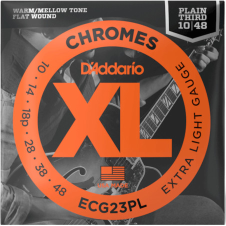 D'Addario ECG23PL Extra Light Plain Third Electric Guitar Strings 10-4