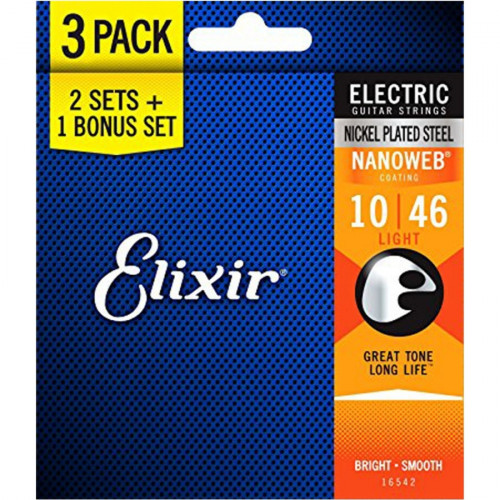 Elixir 010-46 Nanoweb Bonus Pack (3 sets)